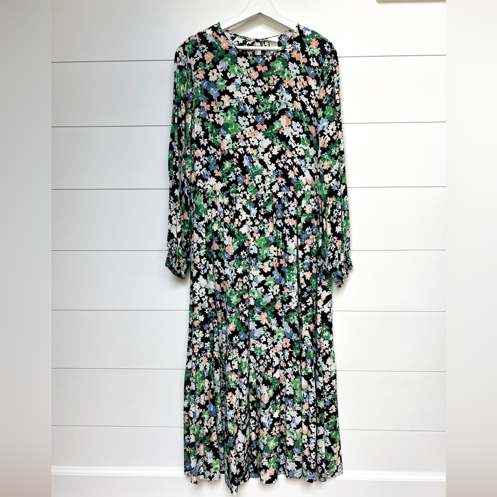H&M Floral Maxi Dress in Black, Green, Pink, White